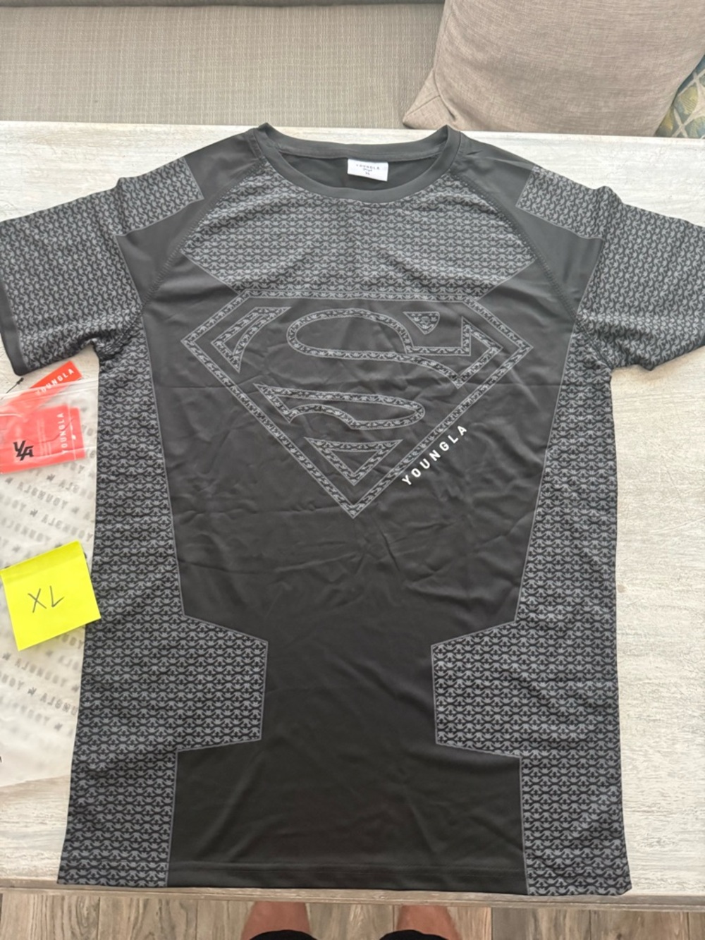 YoungLA Black Superman Short Sleeve Compression Tee
